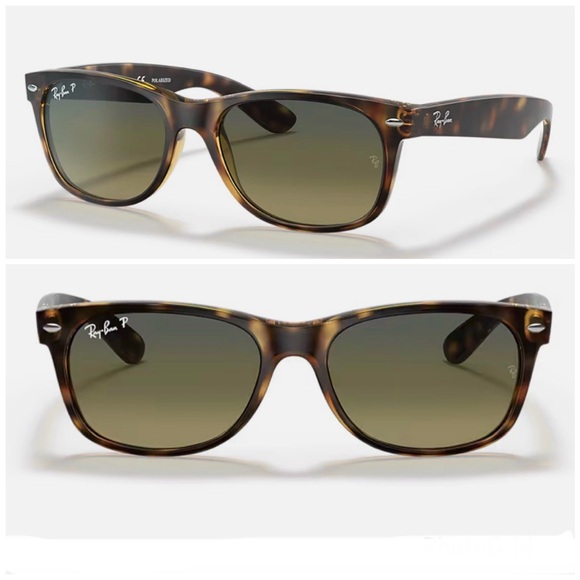 RAY-BAN Italy RB2132 New Wayfarer Tortoise Green Lens Gradient Polarize Sunglass - Picture 12 of 12